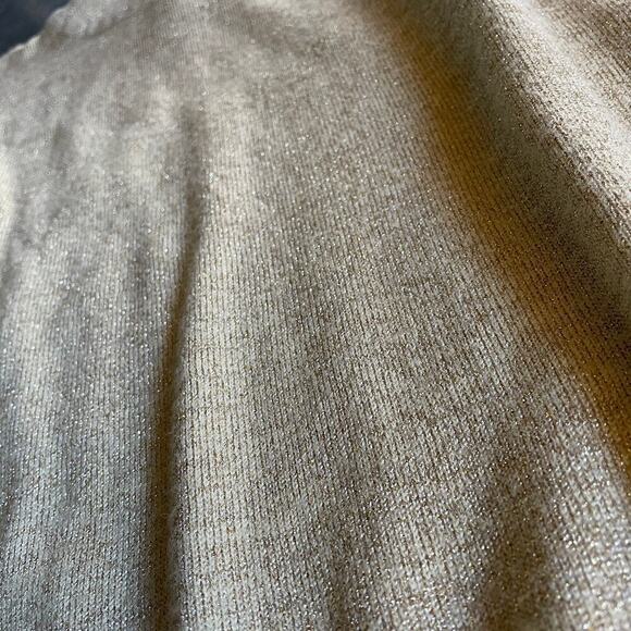 Vintage GOLD Metallic Wool Blend Koret Petites Mock Neck Sweater Medium Retro - Picture 3 of 8